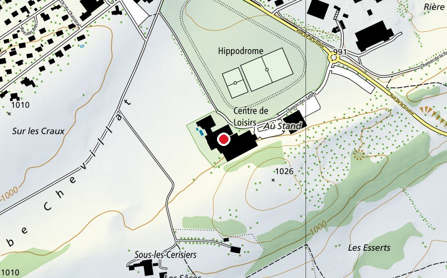 Karte mit dem Standort von Jura Ressort - Sport & SPA (Sportanlage)