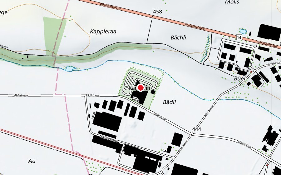 Map showing the location of Kartbahn Sulgen (Sports centre)