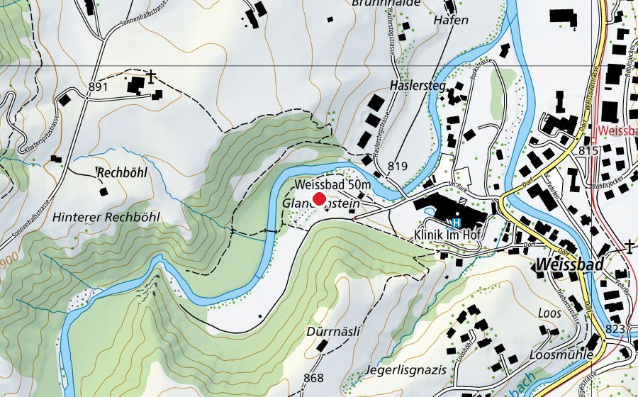 Map showing the location of KK Stand Weissbald Glandenstein (Sports centre)