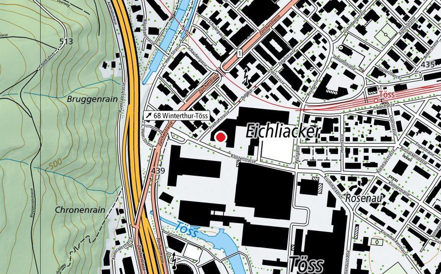 Karte mit dem Standort von Kletterhalle 6a Plus (Sportanlage)
