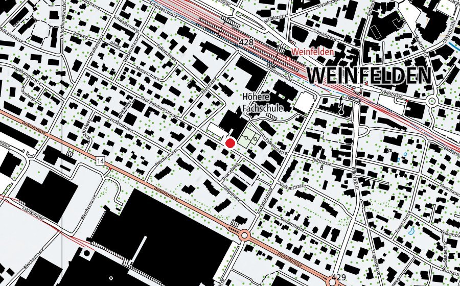 Mappa con la posizione di kletterhalle thurclimb (Centro sportivo)
