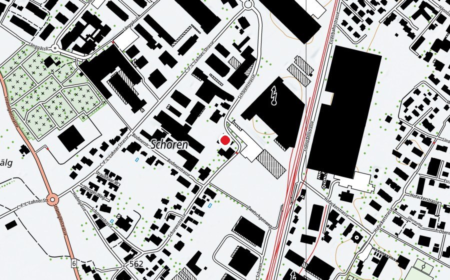 Map showing the location of Klettertreff (Sports centre)
