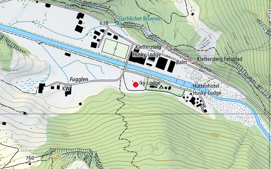 Karte mit dem Standort von Kletterturm Husky-Lodge (Sportanlage)