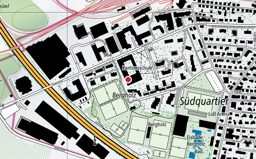 Map showing the location of Kletterwand Kanti Wil (Sports centre)
