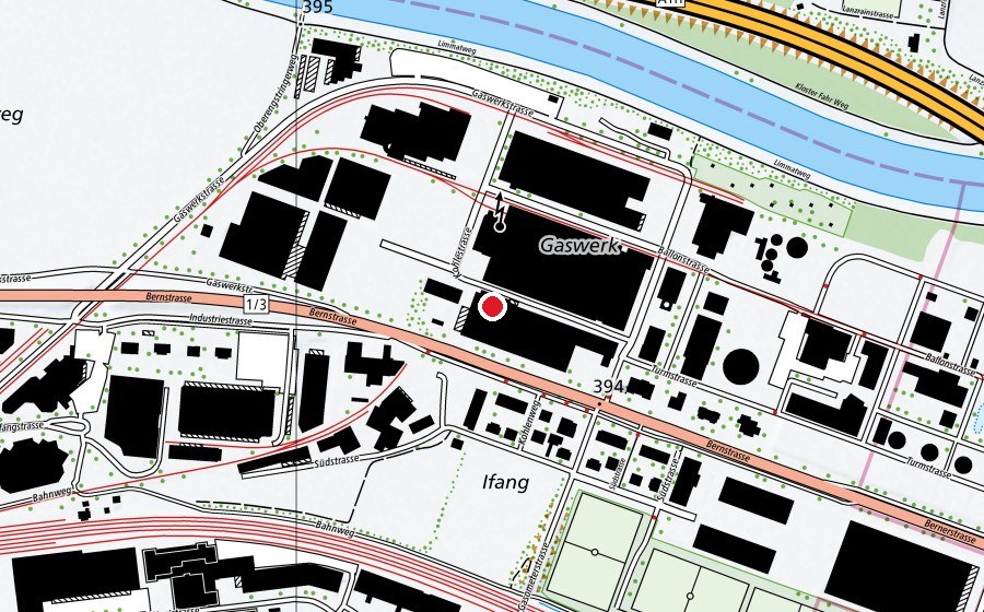 Map showing the location of Kletterzentrum Gaswerk AG (Sports centre)