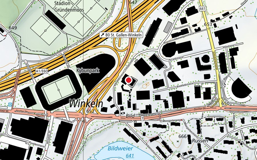 Karte mit dem Standort von Kletterzentrum St. Gallen (Sportanlage)