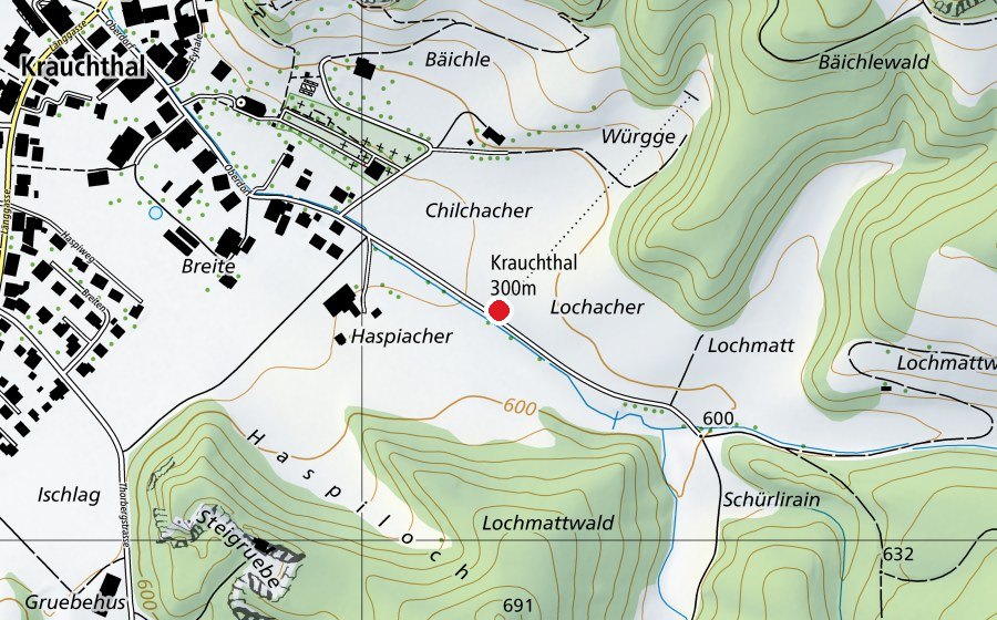 Mappa con la posizione di Krauchthal 300 m (Centro sportivo)