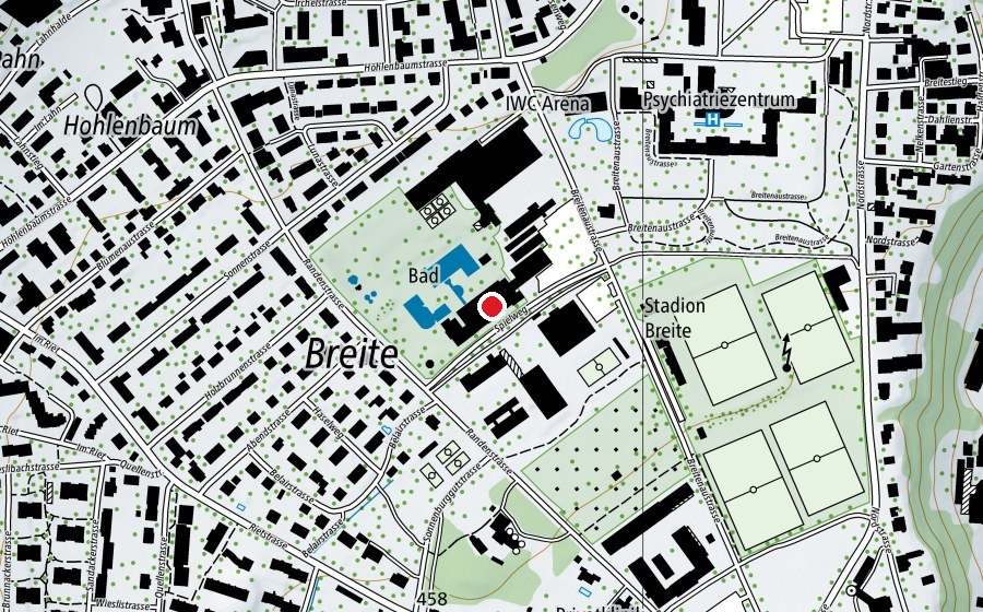 Map showing the location of KSS Sport- und Freizeitpark Schaffhausen (Sports centre)