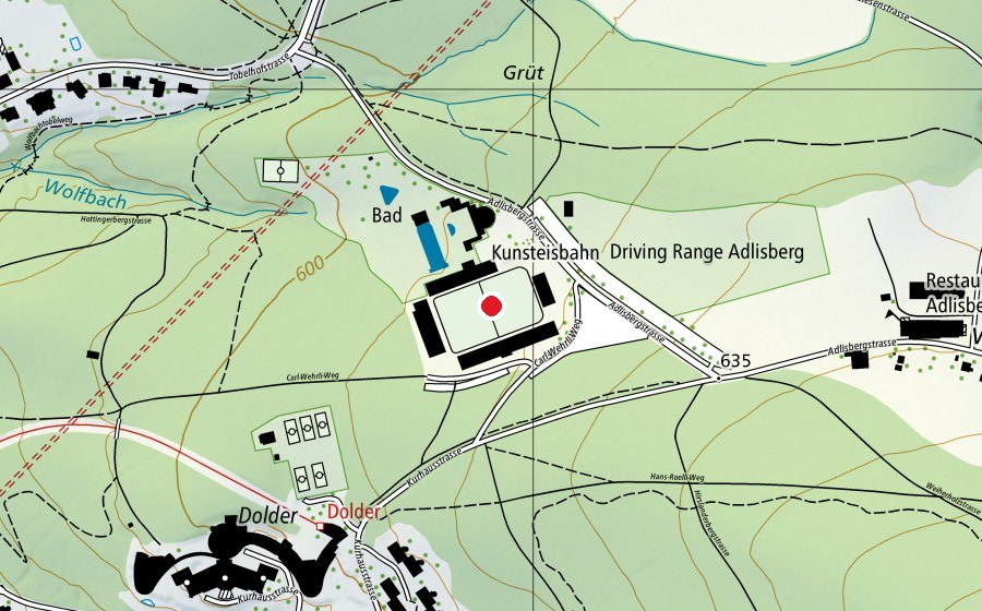 Mappa con la posizione di Kunsteisbahn Dolder (Centro sportivo)