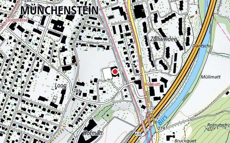 Mappa con la posizione di KUSPO Münchenstein (Centro sportivo)