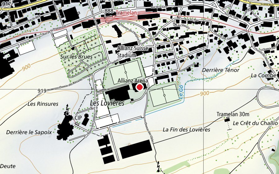 Mappa con la posizione di La Marelle (Centro sportivo)