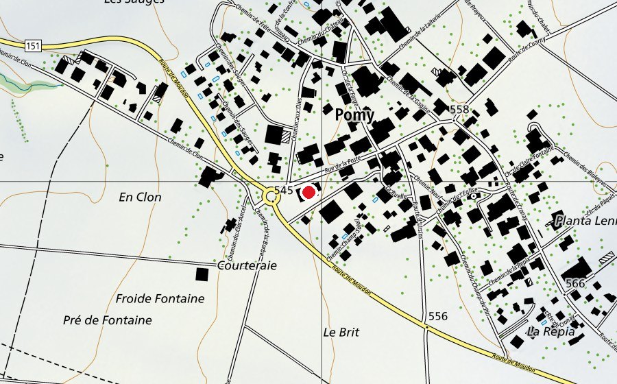 Mappa con la posizione di La Poméranne (Centro sportivo)