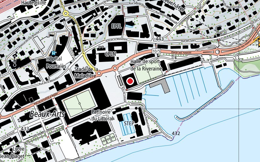 Mappa con la posizione di La riveraine (Centro sportivo)