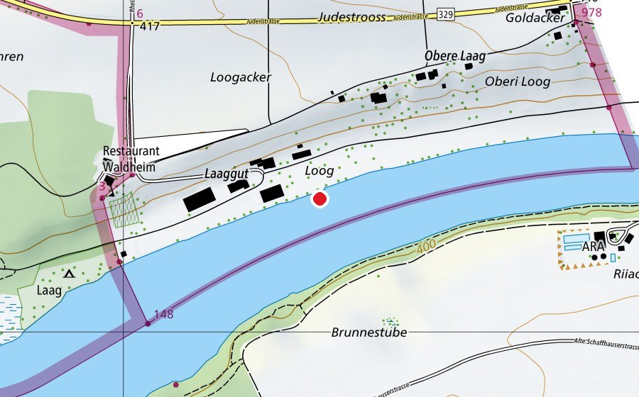 Carte indiquant l’emplacement de Laag Badestelle (Centre sportif)