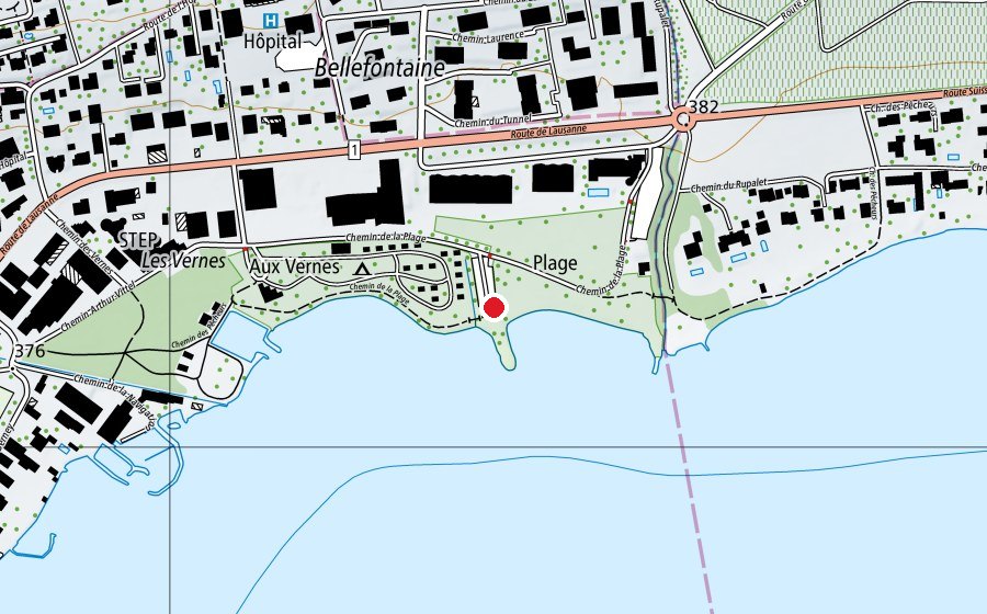Carte indiquant l’emplacement de Label Plage (Centre sportif)
