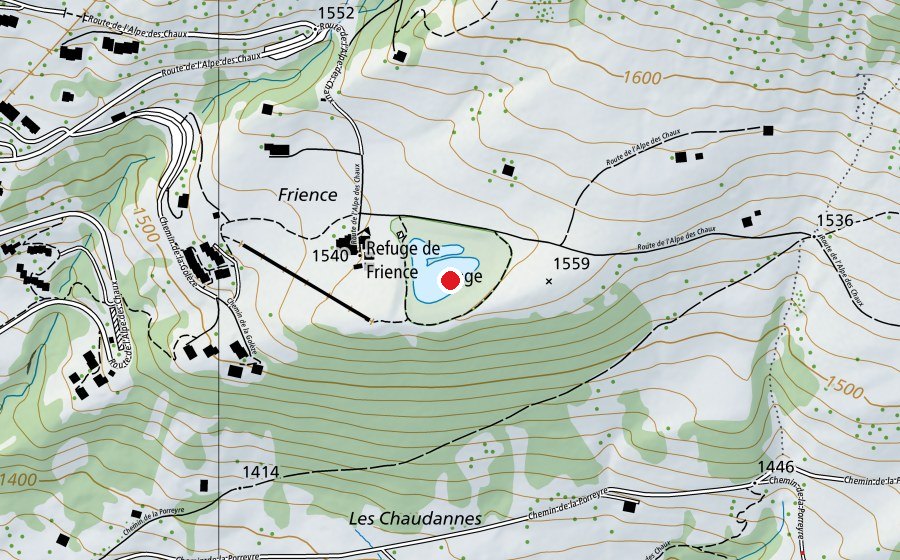Mappa con la posizione di Lac de Frience (Centro sportivo)