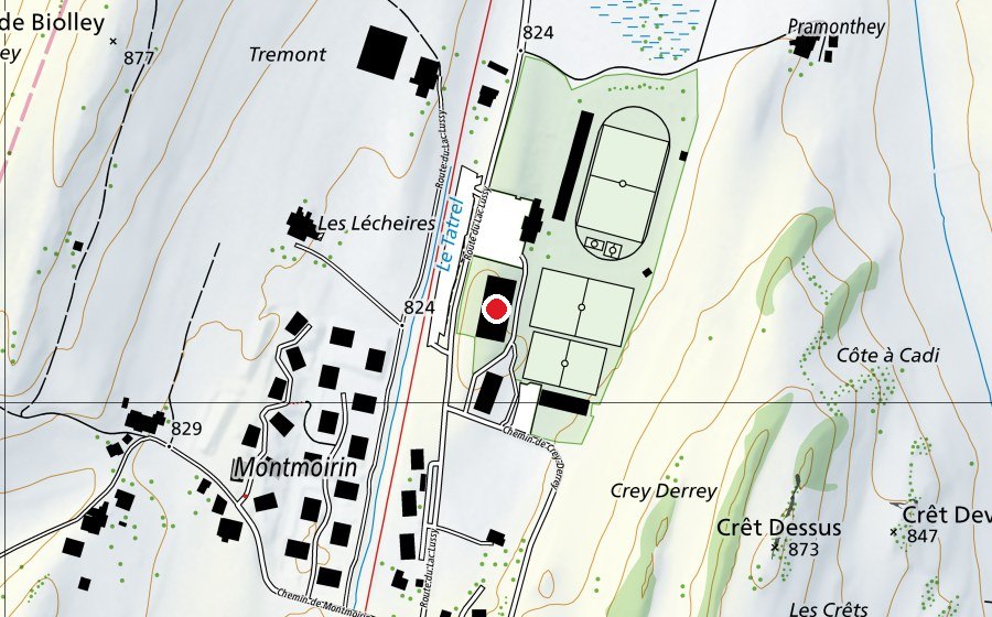 Mappa con la posizione di Le Lussy (Centro sportivo)