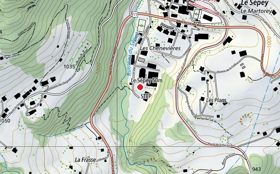 Carte indiquant l’emplacement de Le Sépey 50 m (Centre sportif)