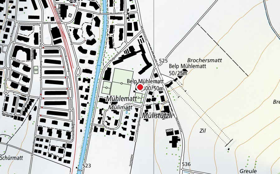 Karte mit dem Standort von Lehrschwimmbad (Sportanlage)
