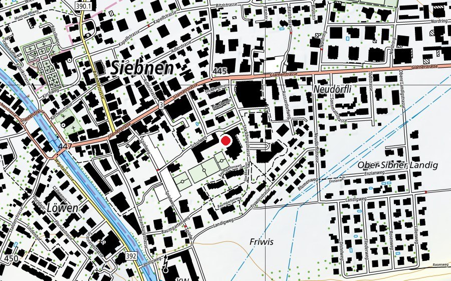 Map showing the location of Lehrschwimmbecken Stockberg 1 (Sports centre)