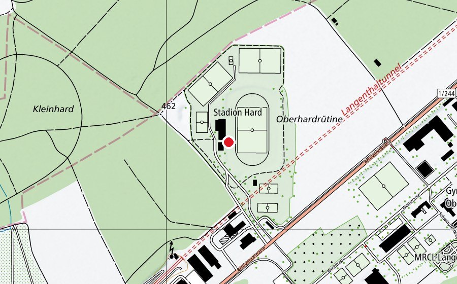 Mappa con la posizione di Leichtathletik -Stadion Hard (Centro sportivo)