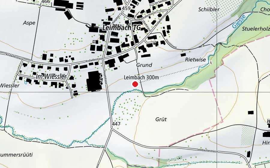 Mappa con la posizione di Leimbach 300 m (Centro sportivo)