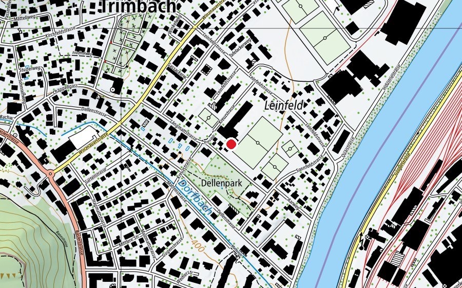 Carte indiquant l’emplacement de Leinfeldschulhaus (Centre sportif)