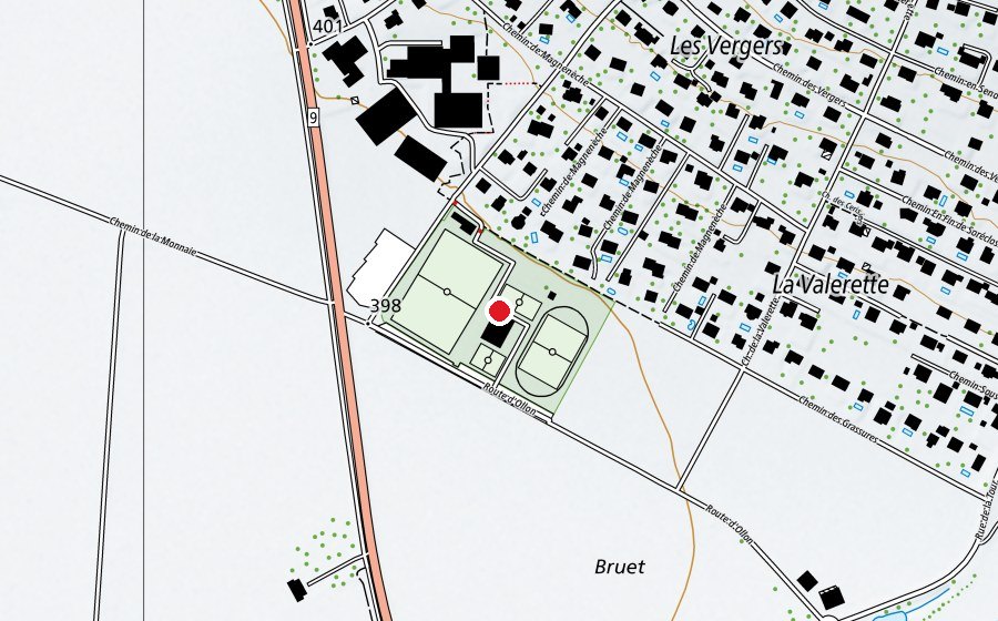 Carte indiquant l’emplacement de Les Verchy (Centre sportif)
