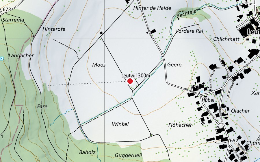 Karte mit dem Standort von Leutwil 300 m (Sportanlage)