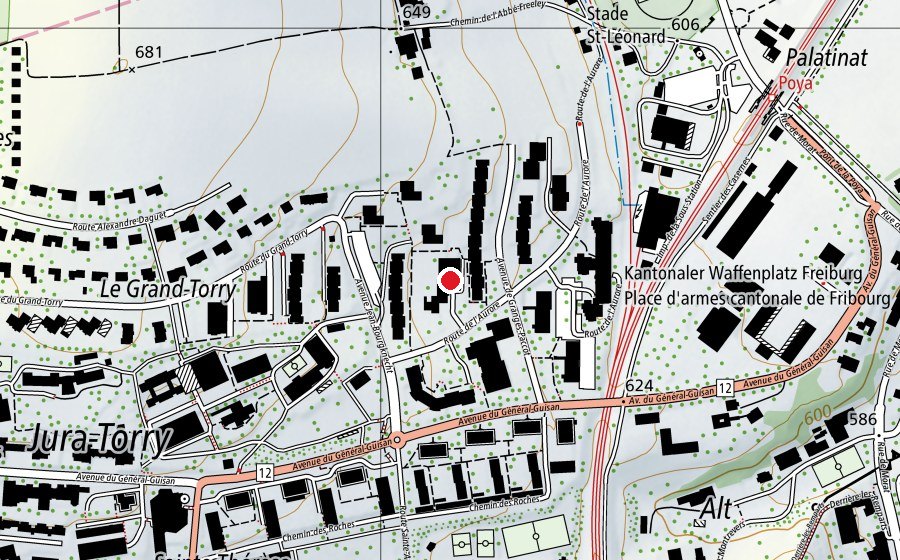 Map showing the location of Levant-Schwimmbad (Sports centre)