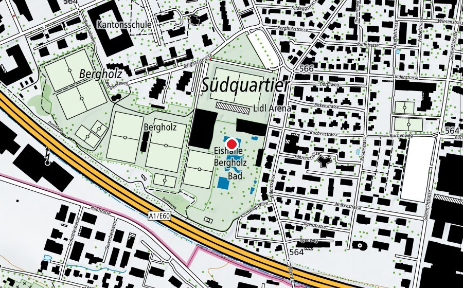 Mappa con la posizione di Lidl Sportpark Bergholz (Centro sportivo)