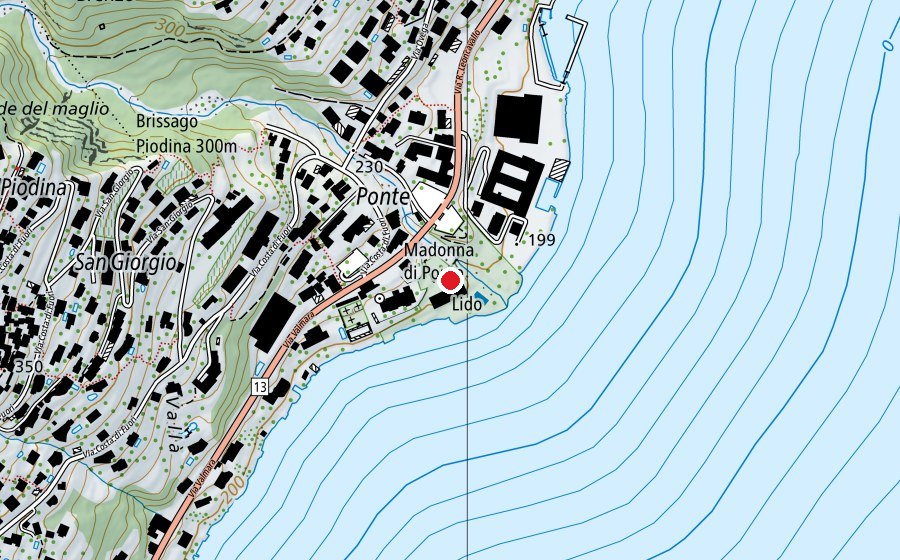 Mappa con la posizione di Lido di Brissago (Centro sportivo)