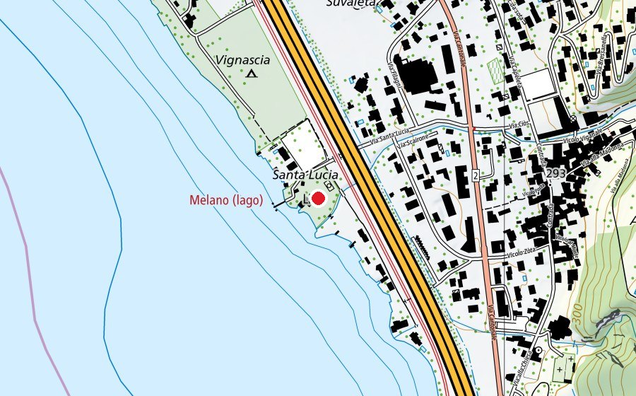 Mappa con la posizione di Lido di Melano (Centro sportivo)