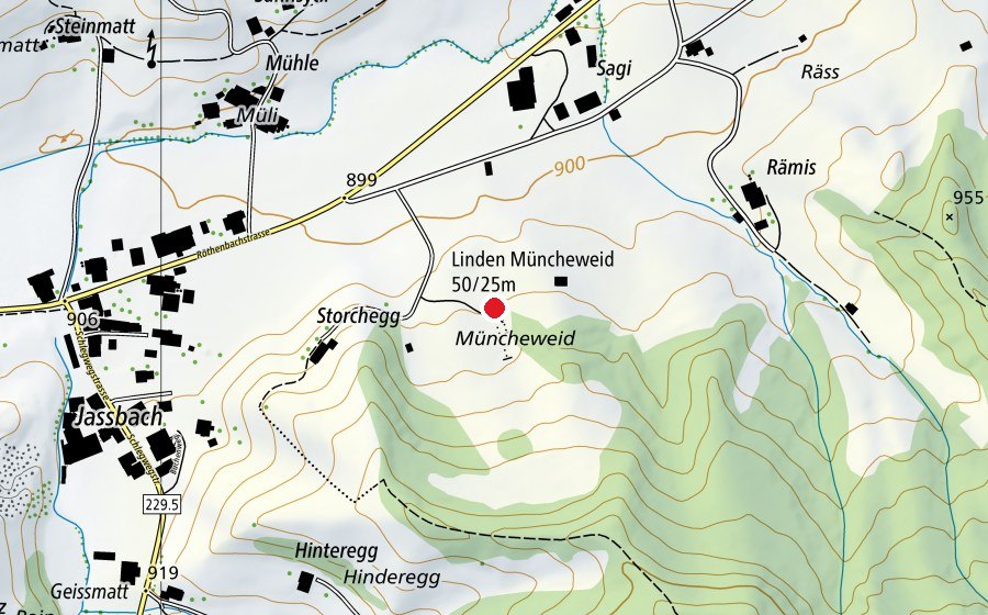 Carte indiquant l’emplacement de Linden Müncheweid 50/25 m (Centre sportif)