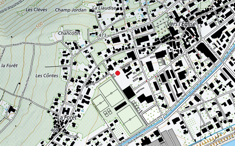 Map showing the location of Local de pétanque (Sports centre)