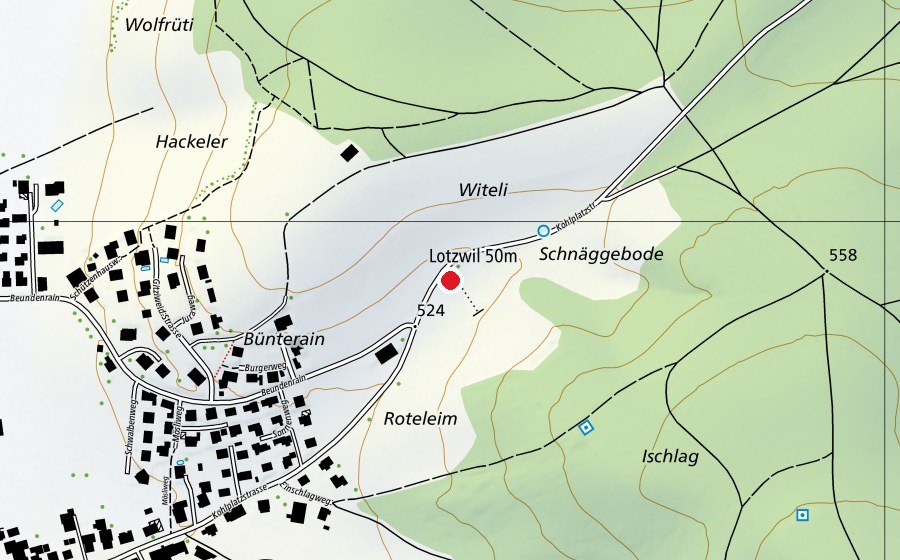 Mappa con la posizione di Lotzwil 50 m (Centro sportivo)