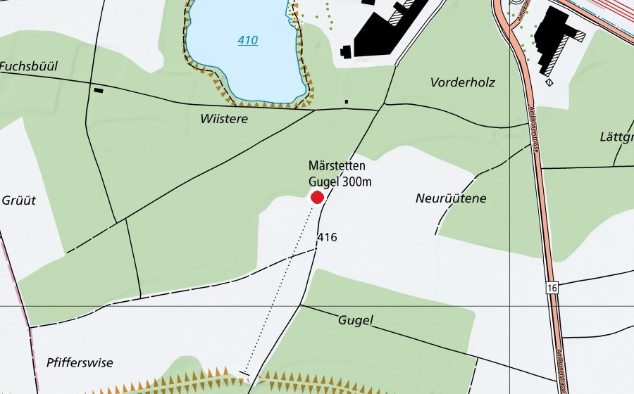 Karte mit dem Standort von Märstetten Gugel 300 m (Sportanlage)