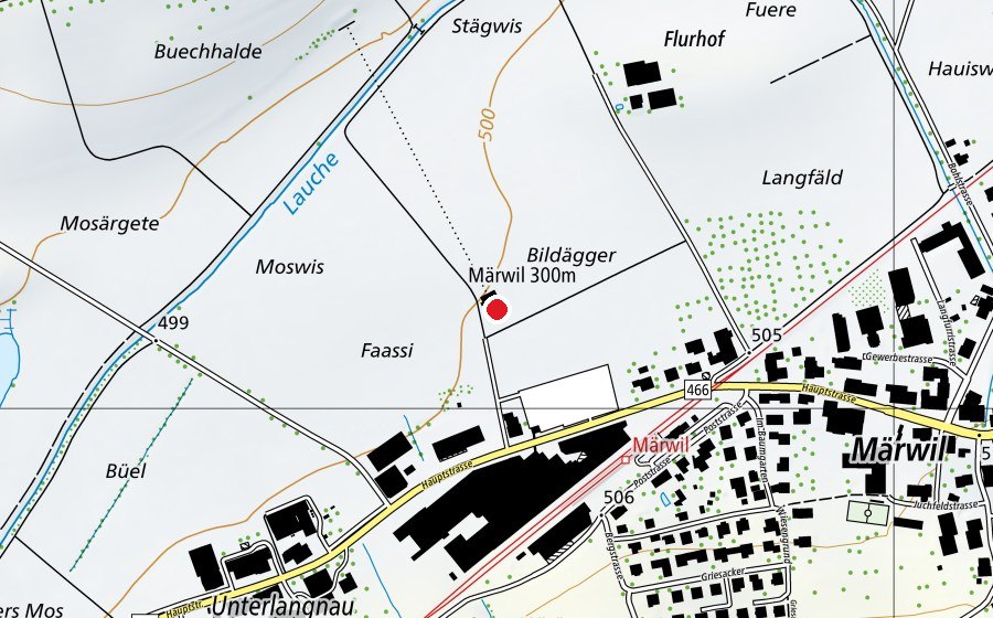 Carte indiquant l’emplacement de Märwil - 300m (Centre sportif)