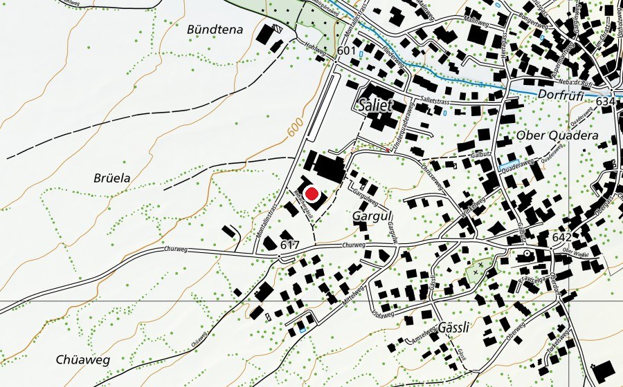 Map showing the location of Mehrzweckanlage (Sports centre)