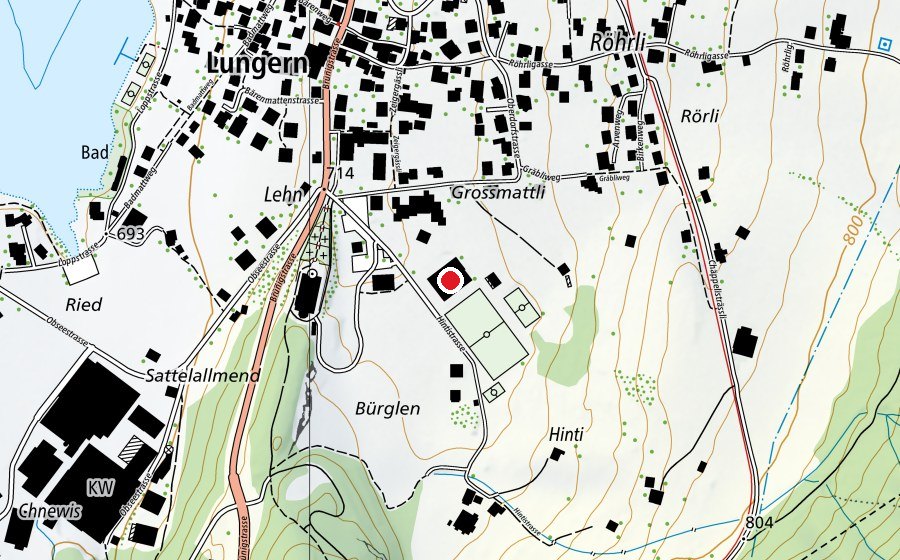 Carte indiquant l’emplacement de Mehrzweckgebäude (Centre sportif)