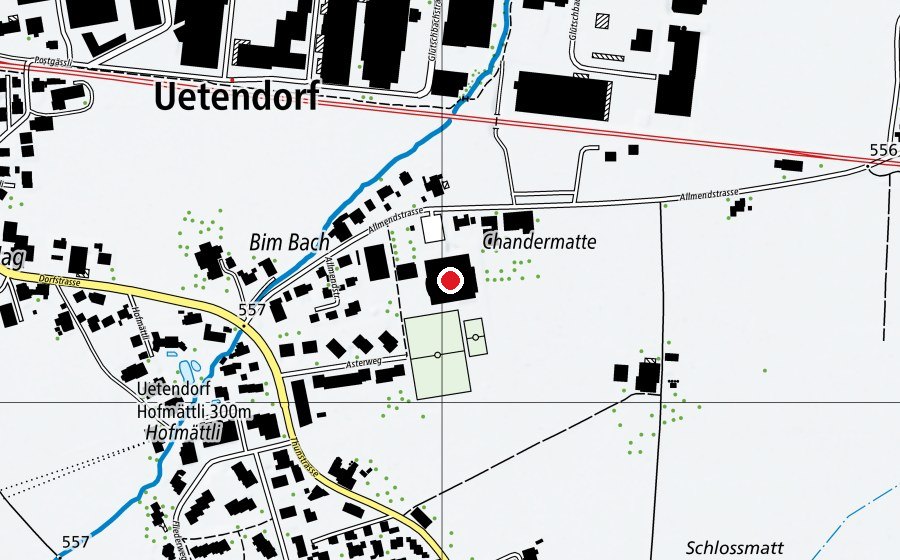 Mappa con la posizione di Mehrzweckhalle Bach (Centro sportivo)