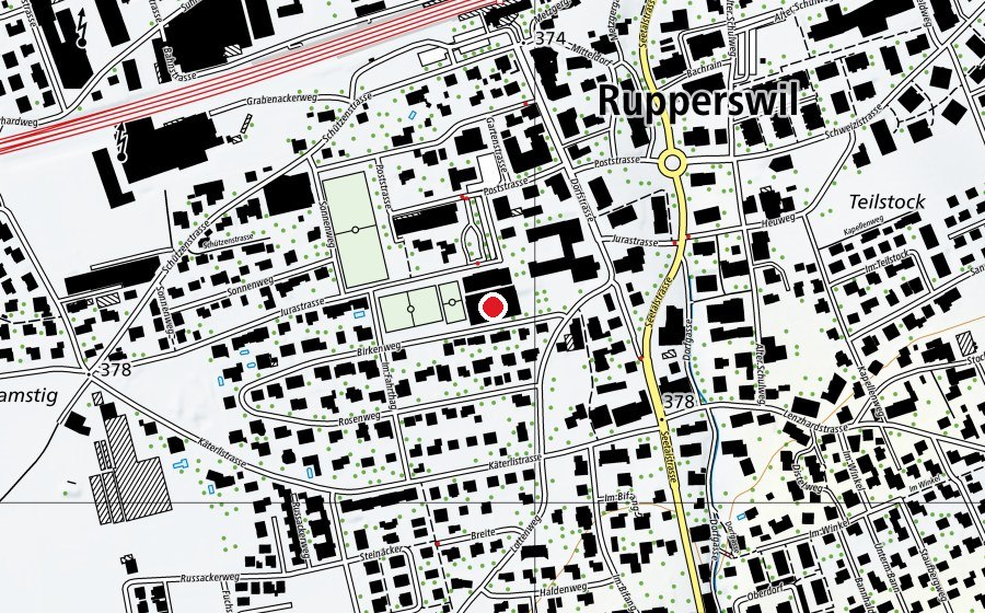 Mappa con la posizione di Mehrzweckhalle Birkenweg (Centro sportivo)