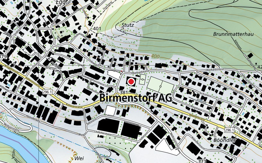 Mappa con la posizione di Mehrzweckhalle Birmenstorf (Centro sportivo)