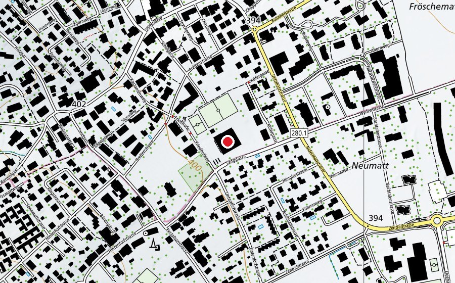 Mappa con la posizione di Mehrzweckhalle Breite (Centro sportivo)