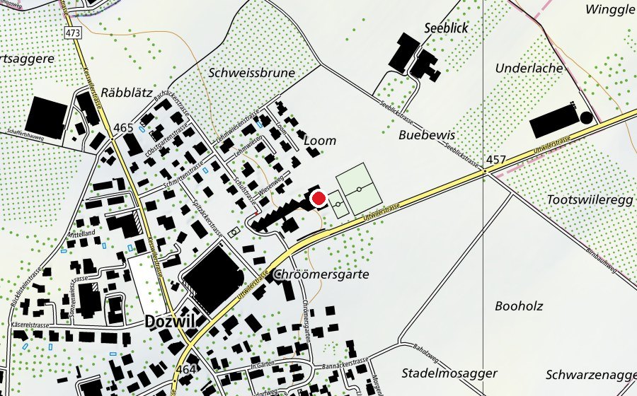 Carte indiquant l’emplacement de Mehrzweckhalle Dozwil (Centre sportif)