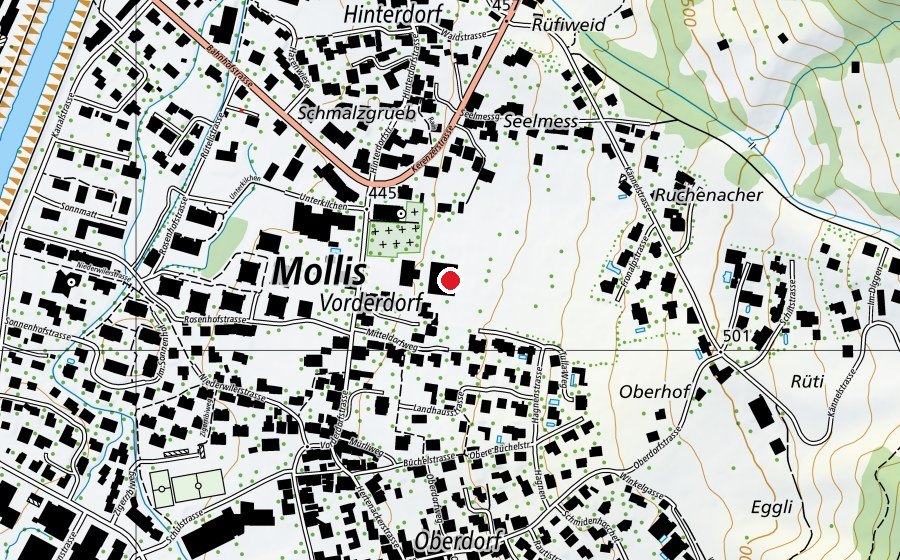 Carte indiquant l’emplacement de Mehrzweckhalle (Centre sportif)