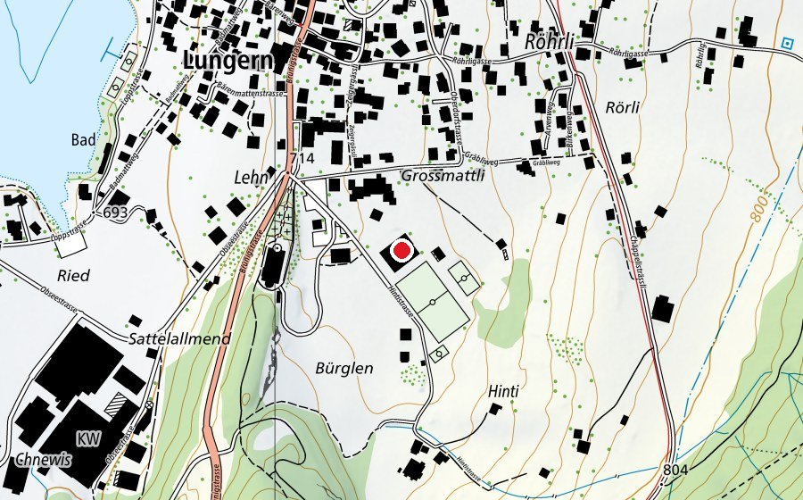 Map showing the location of Mehrzweckhalle Grossmatt (Sports centre)