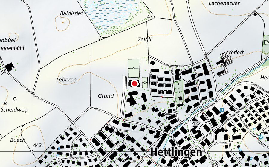 Carte indiquant l’emplacement de Mehrzweckhalle Hinter Chilen (Centre sportif)