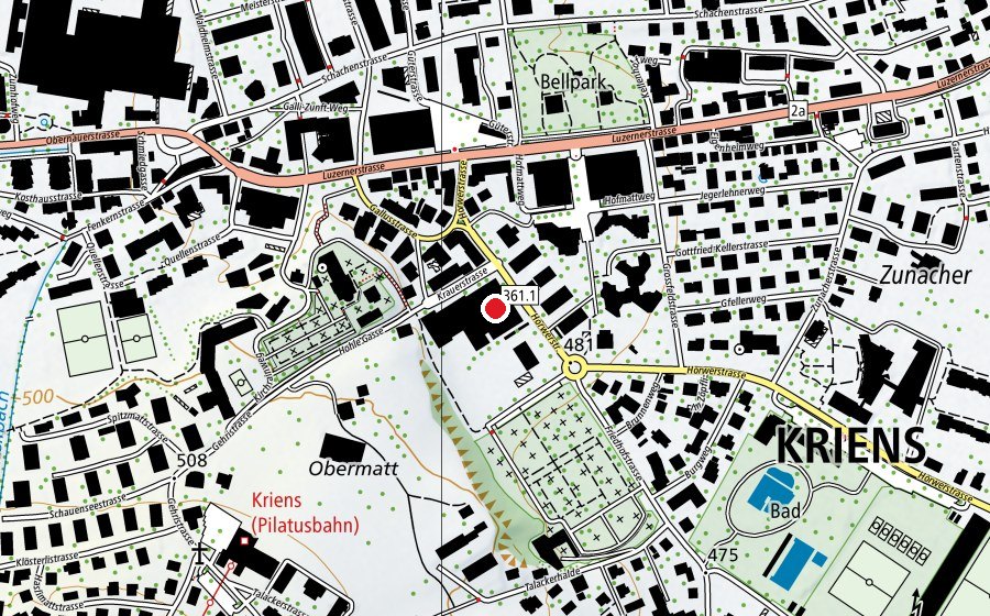Map showing the location of Mehrzweckhalle Krauer (Sports centre)