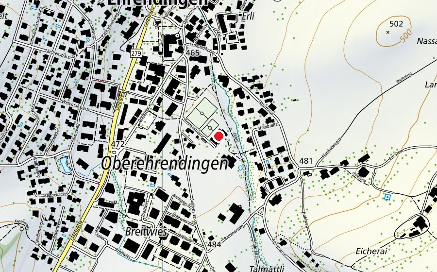 Map showing the location of Mehrzweckhalle Lägernbreite (Sports centre)